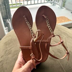 New York & Company Cognac Chain Strap Sandals